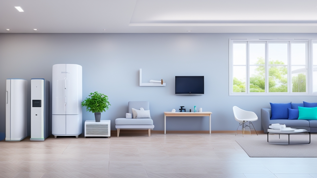 Modern otthon belső terei különböző páramentesítőkkel hálószobában csendes kis egység nappali közepes kapacitású pincében nagy teljesítményű